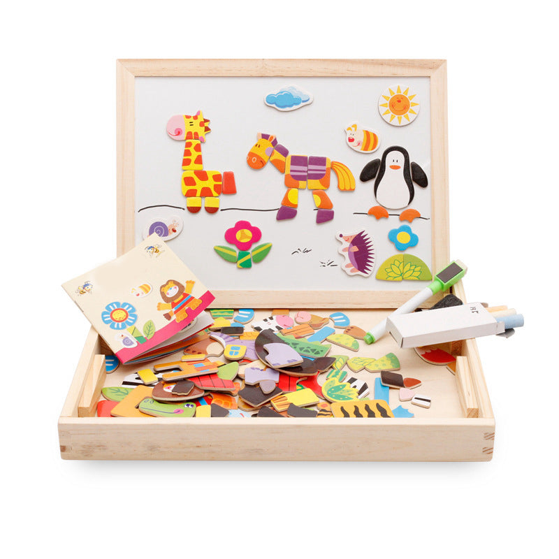 Kids Magnetic Art Easel Animal Puzzle Set-0