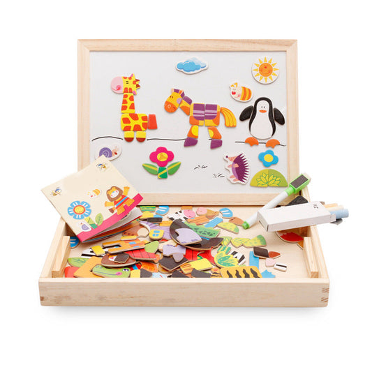 Kids Magnetic Art Easel Animal Puzzle Set-0