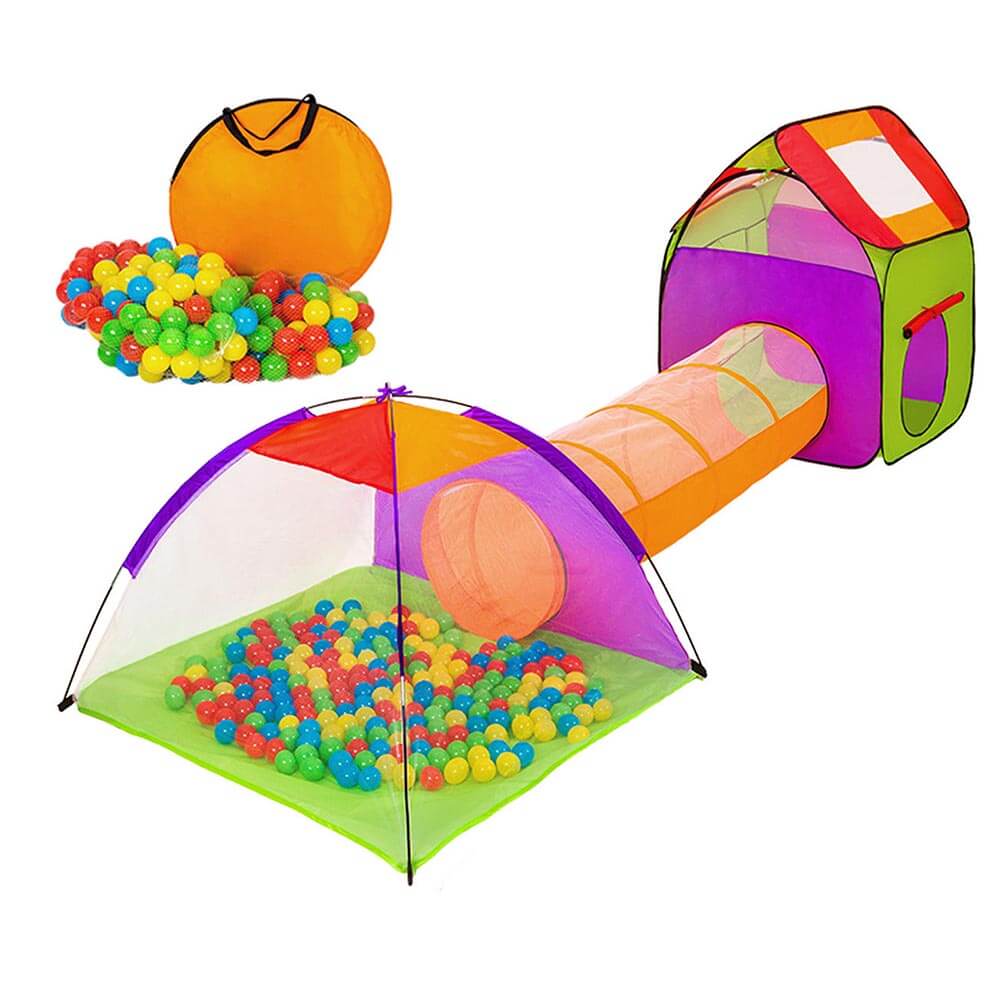 Play tent with tunnel, 200 gift balls-0