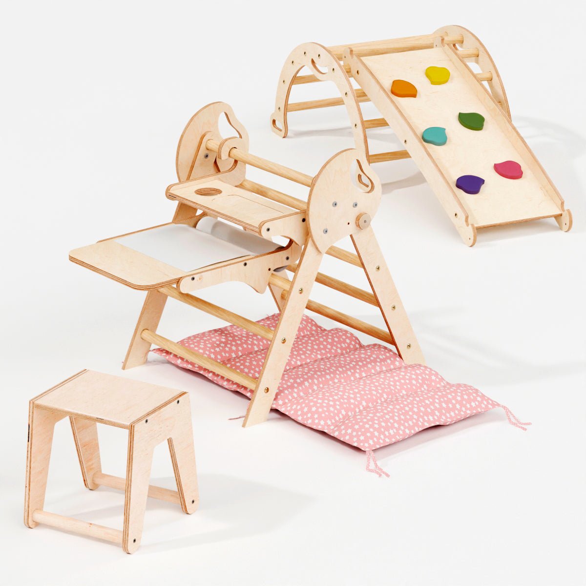 Montessori 4in1 Kletterdreieck für Babys: Pikler-Dreieck, Kletterbogen, Rutschbrett und Kissen für Kleinkinder (1–3 Jahre)-18