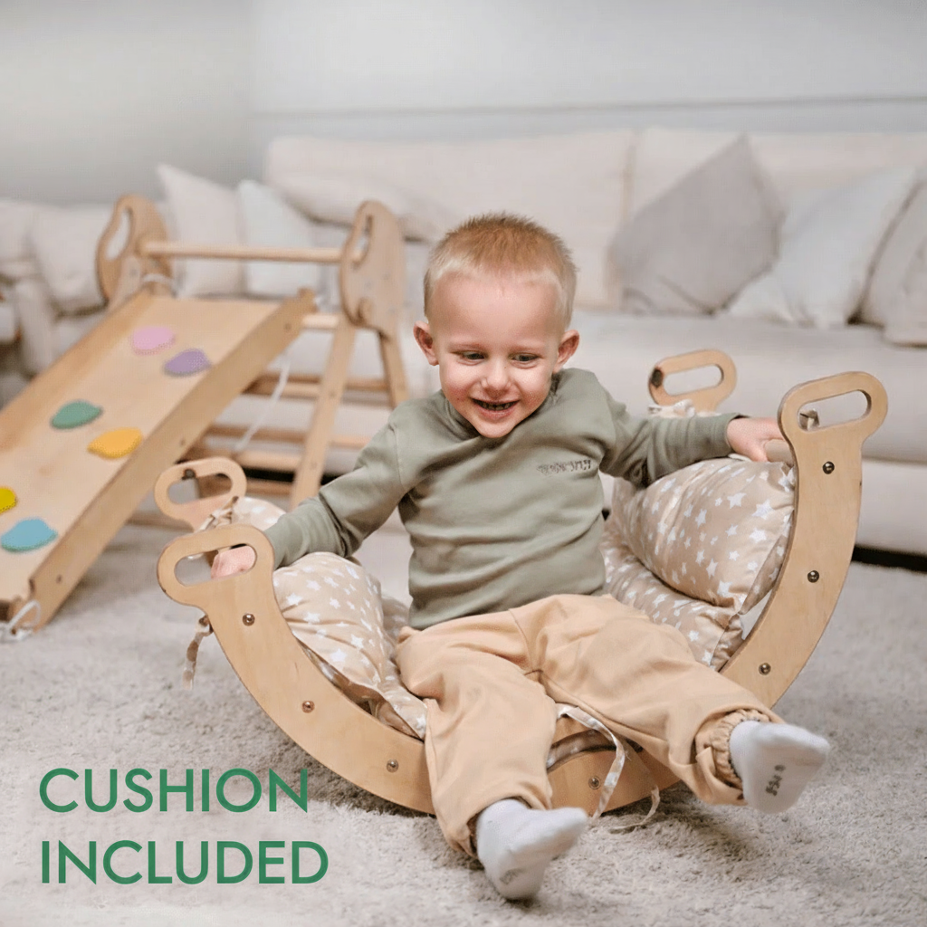 Montessori 4in1 Kletterdreieck für Babys: Pikler-Dreieck, Kletterbogen, Rutschbrett und Kissen für Kleinkinder (1–3 Jahre)-6